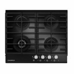 Варочная газовая панель Maunfeld MGHG 64 22B черное стекло+черная алюминиевая вставка — фото 1 / 2