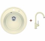 Мойка для кухни Blanco RIONA 45 жасмин + смеситель MIDA Silgranit жасмин — фото 1 / 6